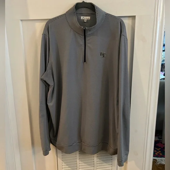 Peter Millar Black and White performance pullover Wake Forrest